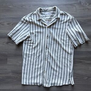 ZARA Shirt Men Multi Striped Button Down Short Sleeve Relaxed M